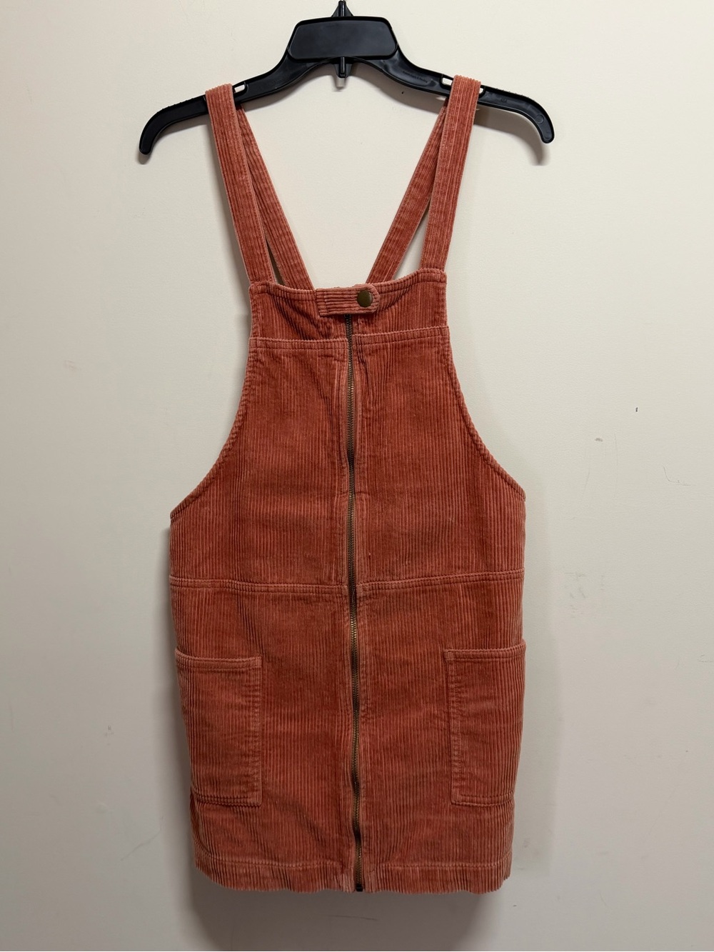 Forever 21 Rust Corduroy Zip-Front Pinafore Romper